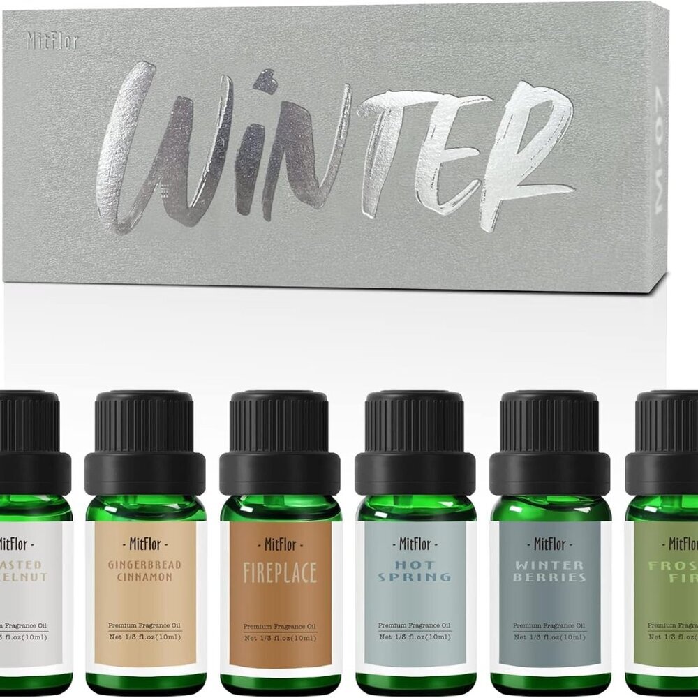 Fragrance Oils, Winter Essential Oils for Diffusers for Home, 6 x10ml, Soap & Ca